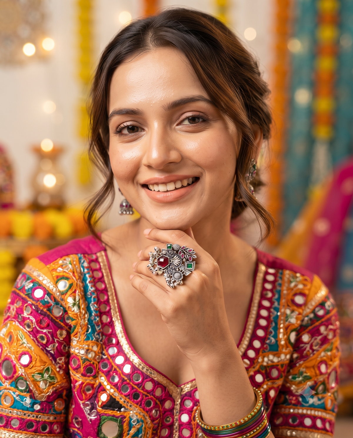 Navratri Raas Ring 109 -Red Green