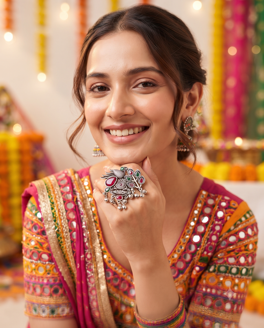 Navratri Raas Ring 105 -Red Green