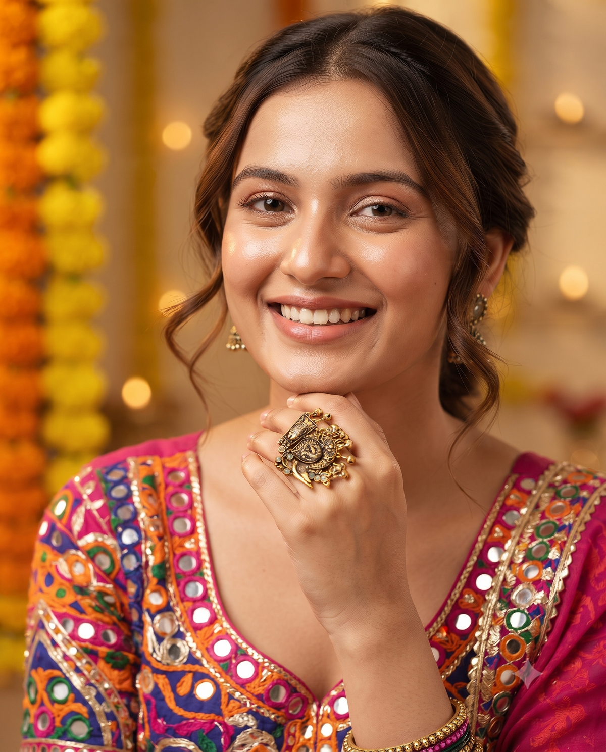 Navratri Raas Ring 103 -Yellow