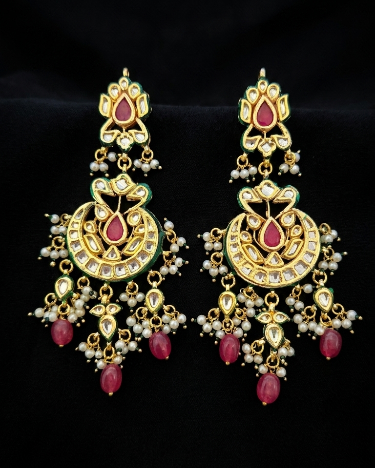 Padma Mohar Chaandbali - Red