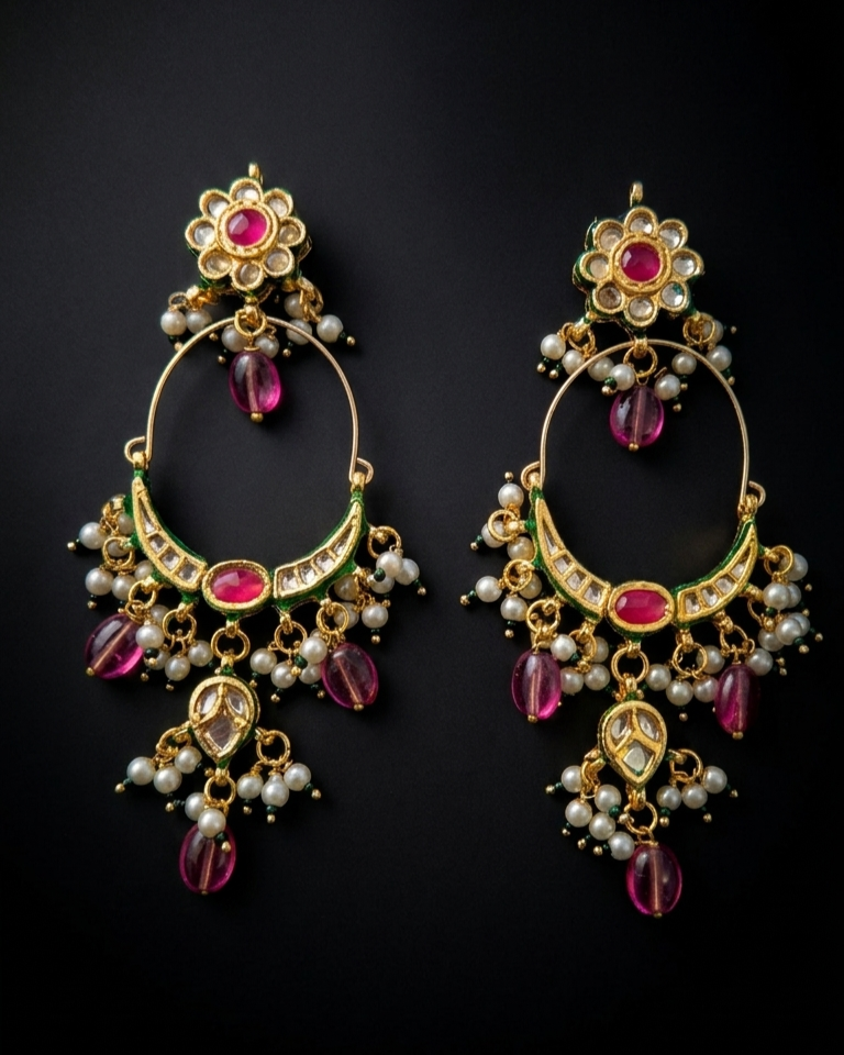 Noori Chaandbali - Dark Pink
