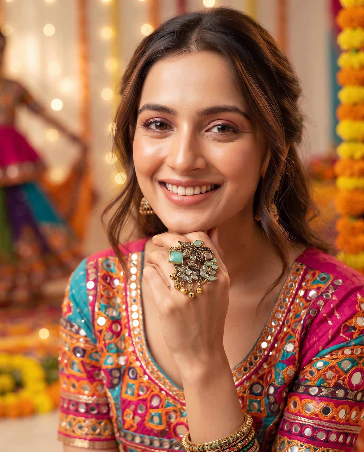 Navratri Raas Ring 101 -Mint Green