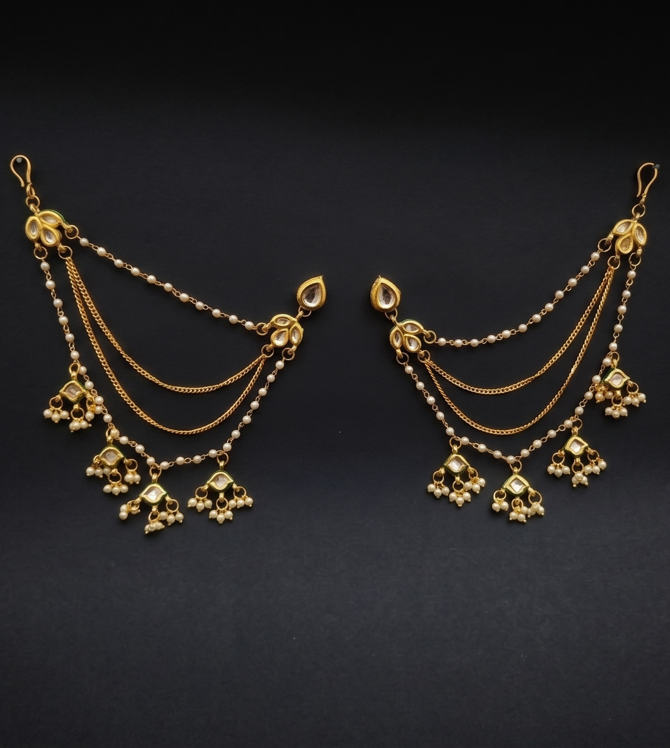 Pearl Kundan Kesh Chain