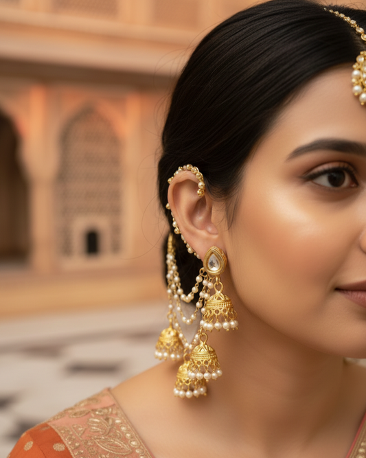 Pearl Jhumka Kesh Chain