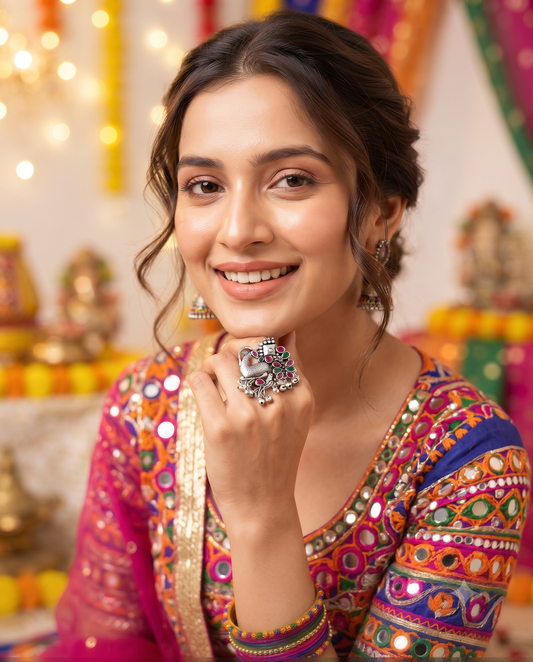 Navratri Raas Ring 104 -Red Green