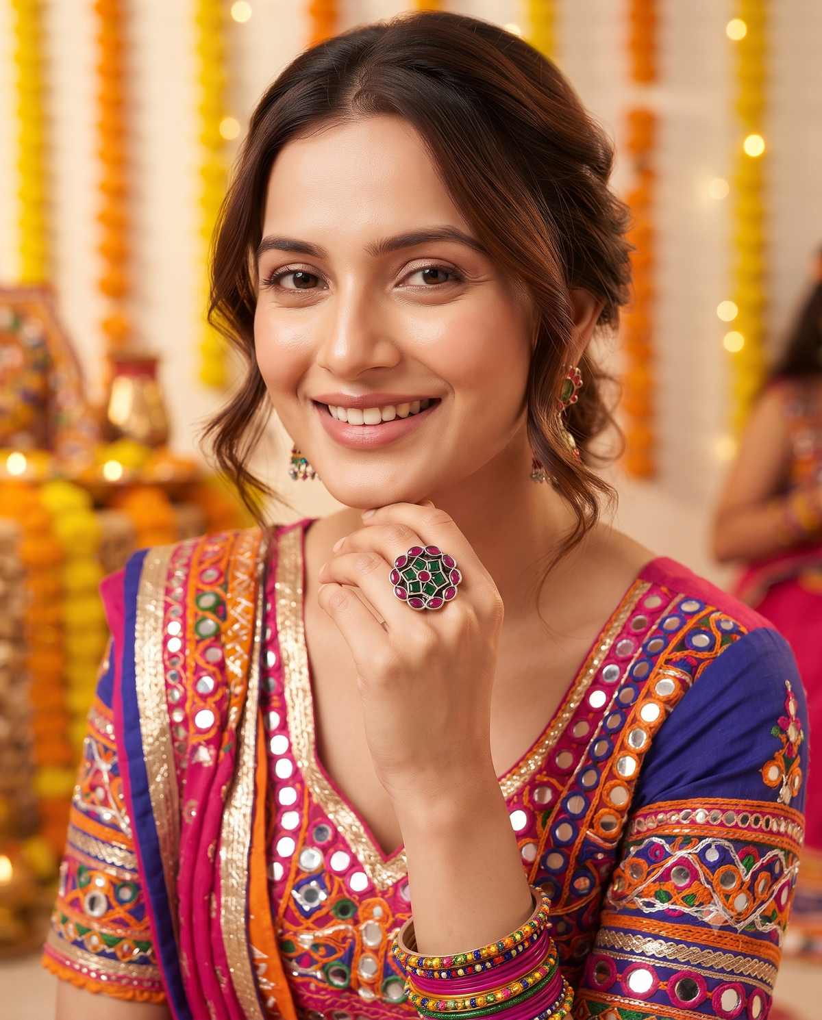 Navratri Raas Ring 106 -Red Green