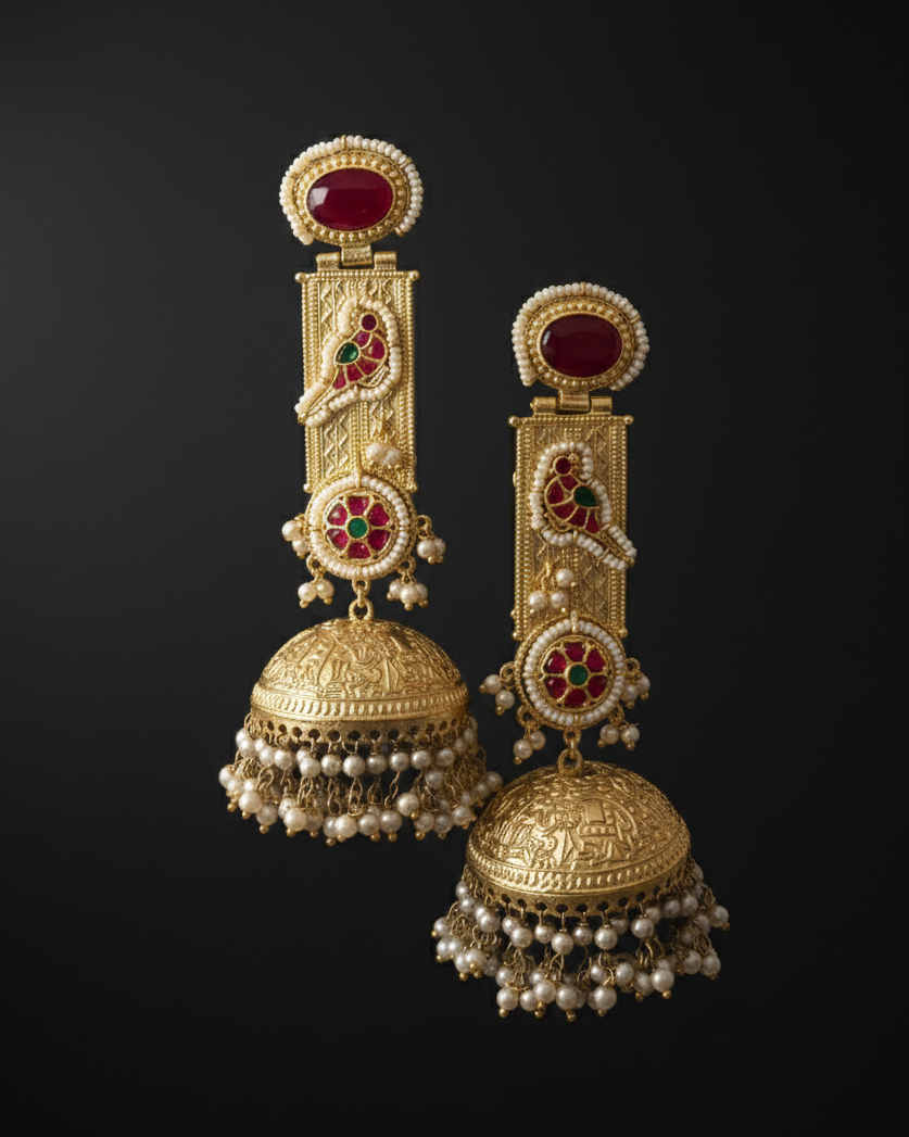 Gulistan Jhumka - Red