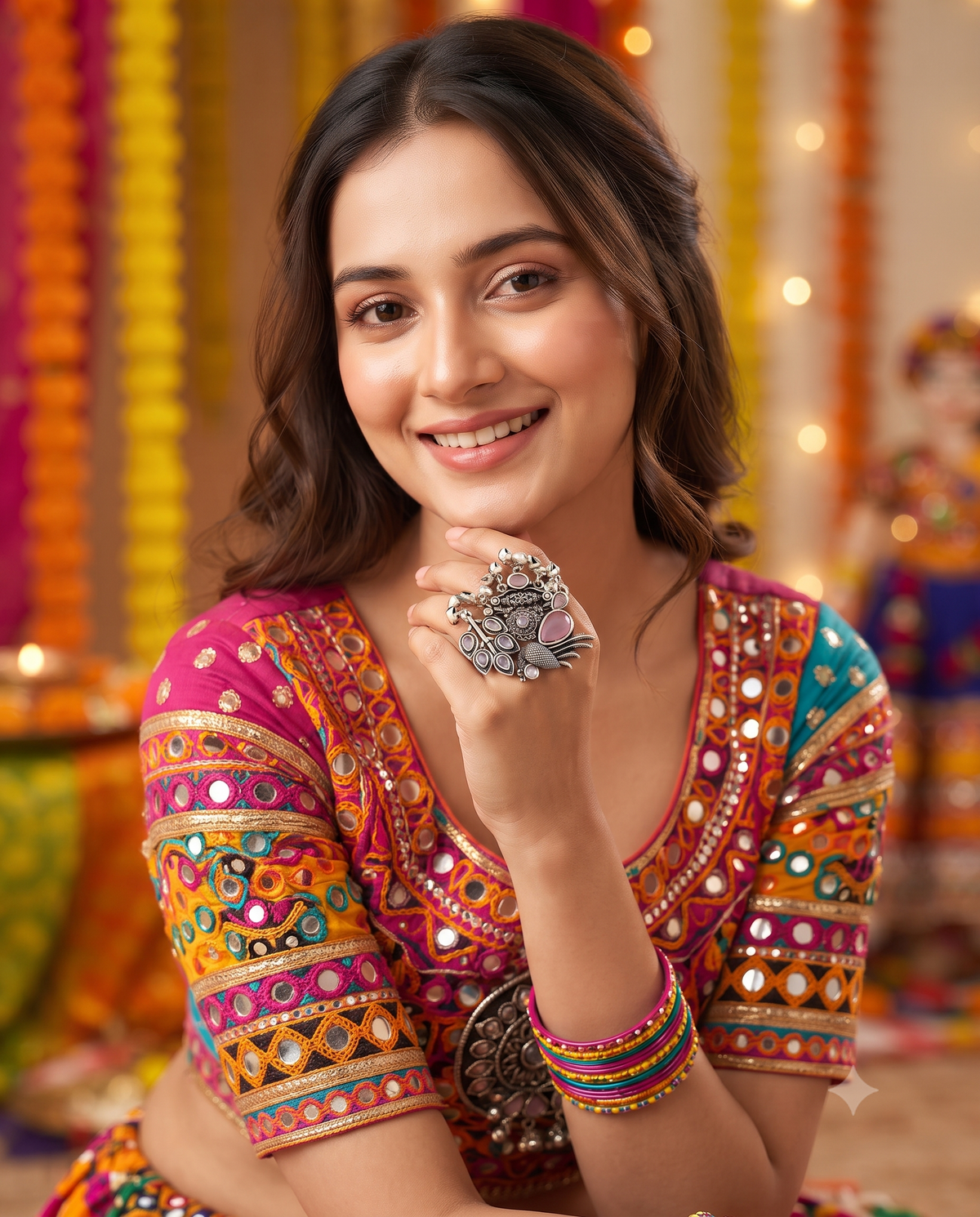 Navratri Raas Ring 105 -Pink