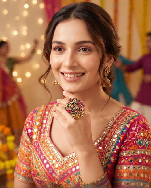 Navratri Raas Ring 101 -Red Green