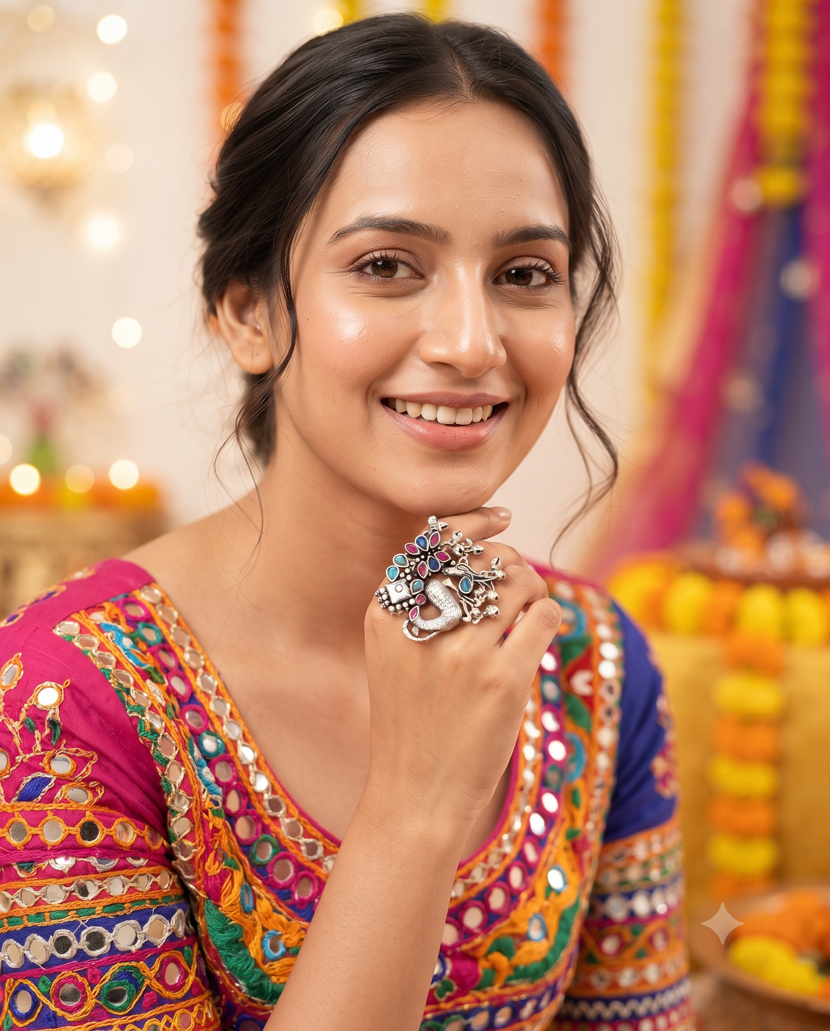 Navratri Raas Ring 104 -Red Blue