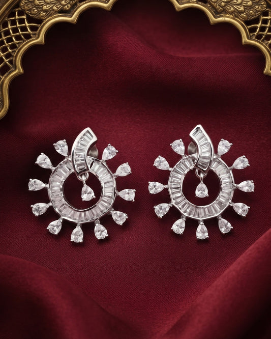 Celestial Halo Silver - American diamond earrings