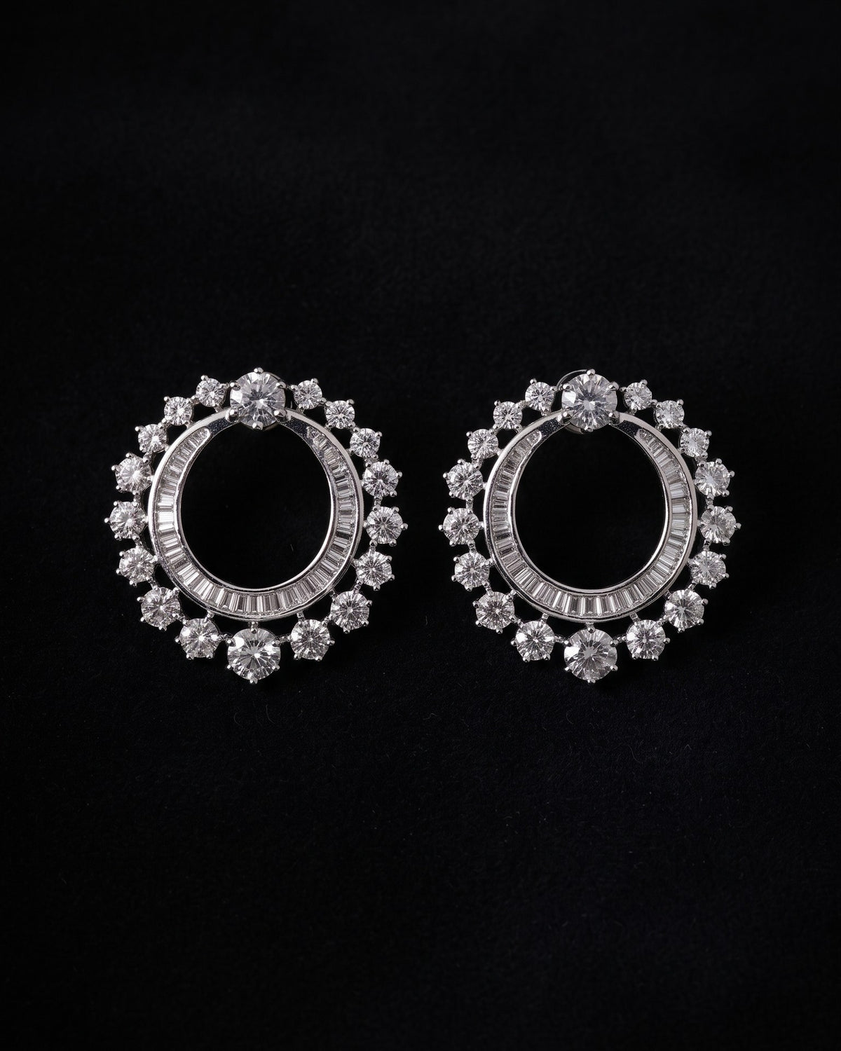 Diamond Rosette Silver - American diamond earrings