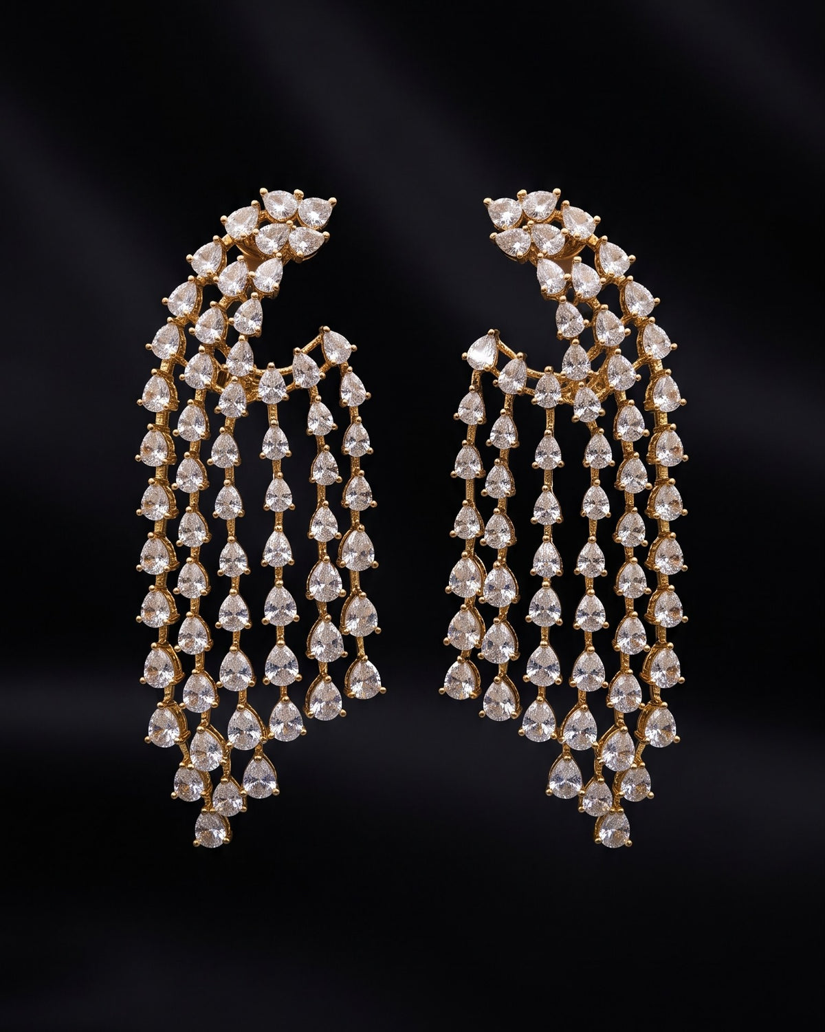 Diamond Veil Gold - American diamond earrings