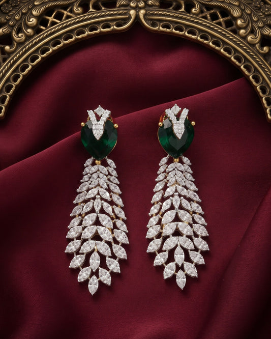 Emerald Canopy Gold - American diamond earrings