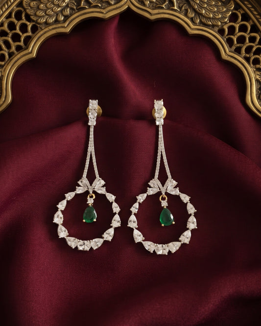 Garland Emerald Gold - American diamond earrings