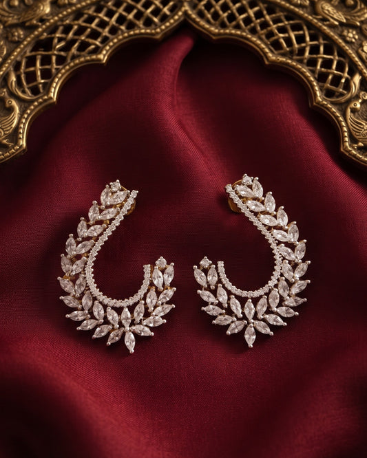 Moonleaf Gold - American diamond earrings