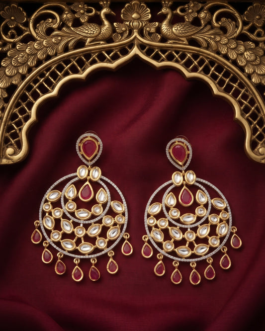 Ruby Jaal Gold - American diamond earrings