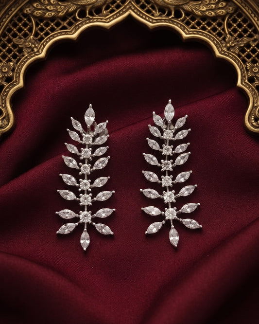 Vine of Light Silver - American diamond earrings