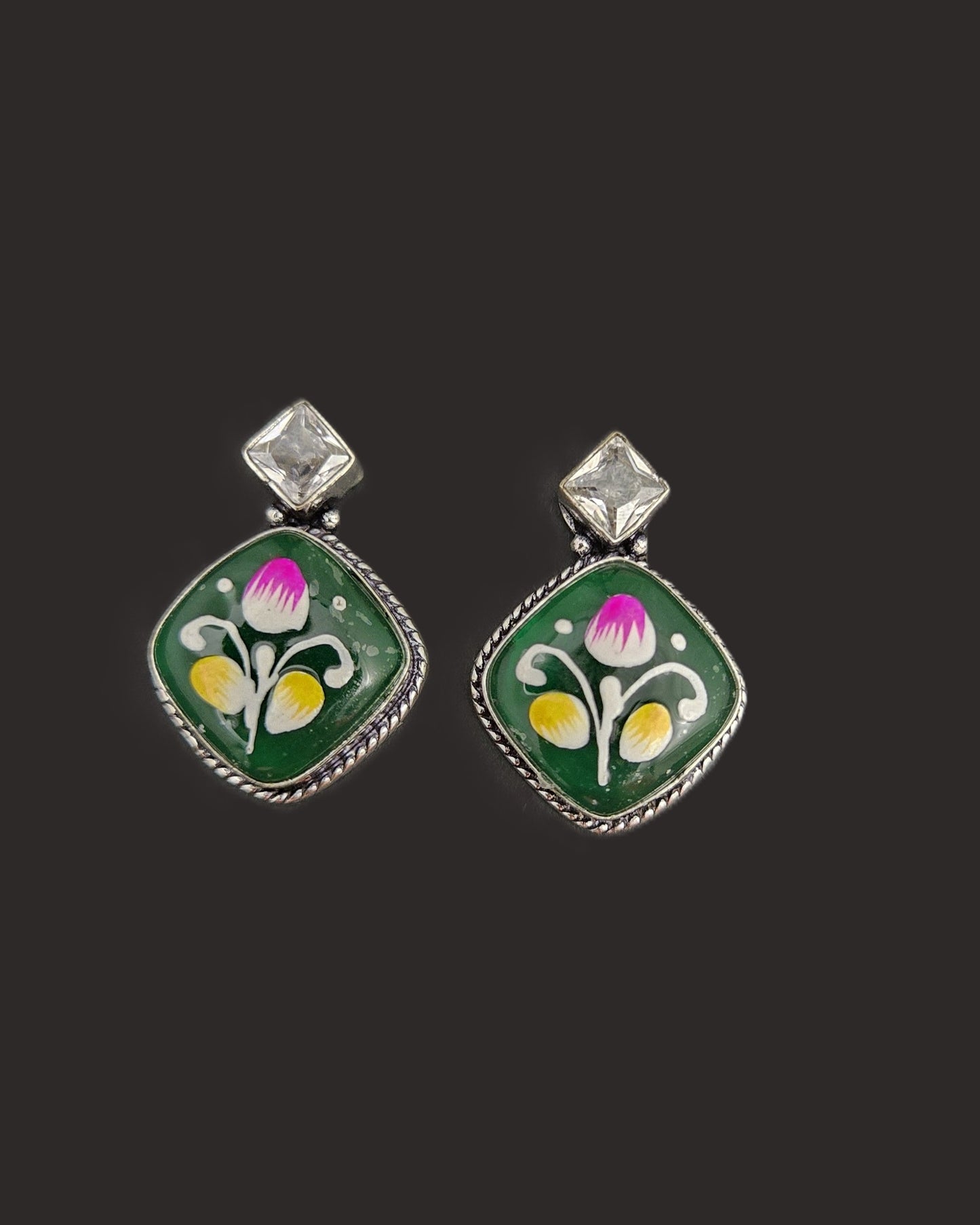 Hand Painted Phool Drops - Green