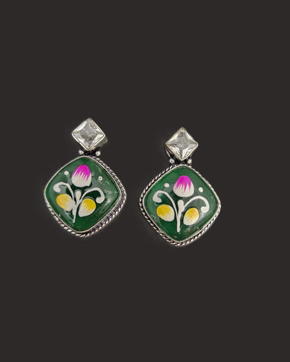 Hand Painted Phool Drops - Green