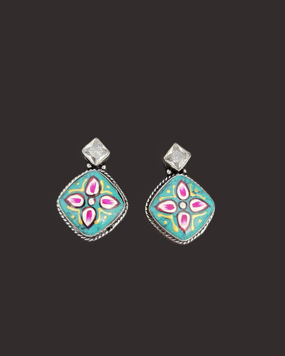 Hand Painted Phool Drops - Turquoise