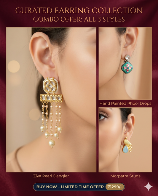 Combo Ziya Mor Phool Earrings