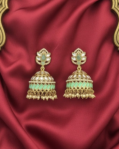 Rajsi Jhumka - Mint Green