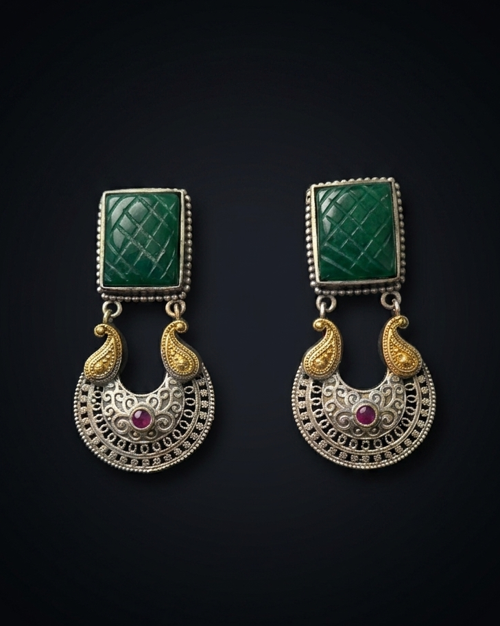 Padmavati Crescent Drops - Green