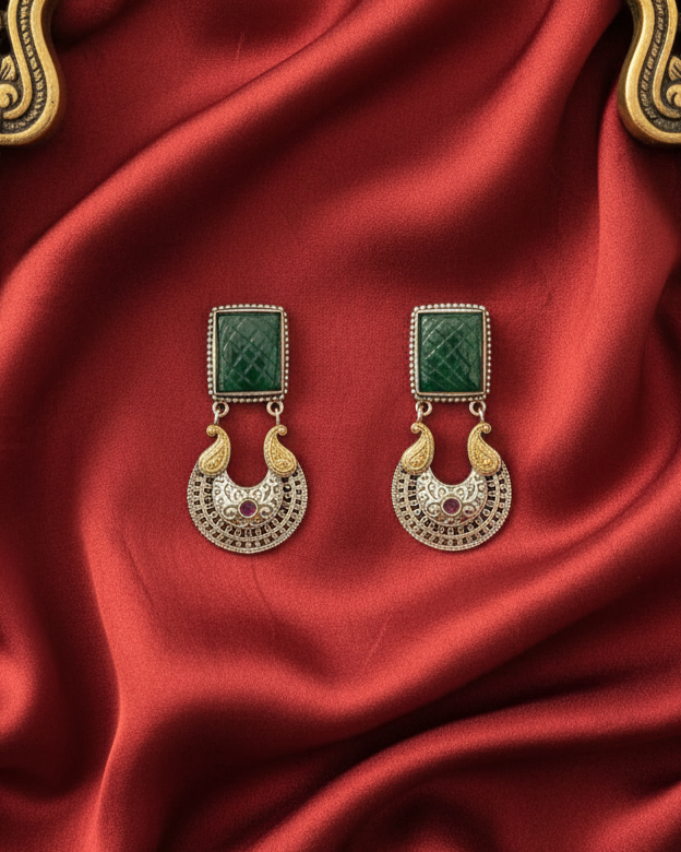 Padmavati Crescent Drops - Green
