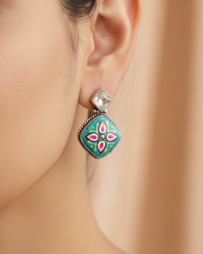 Hand Painted Phool Drops - Turquoise