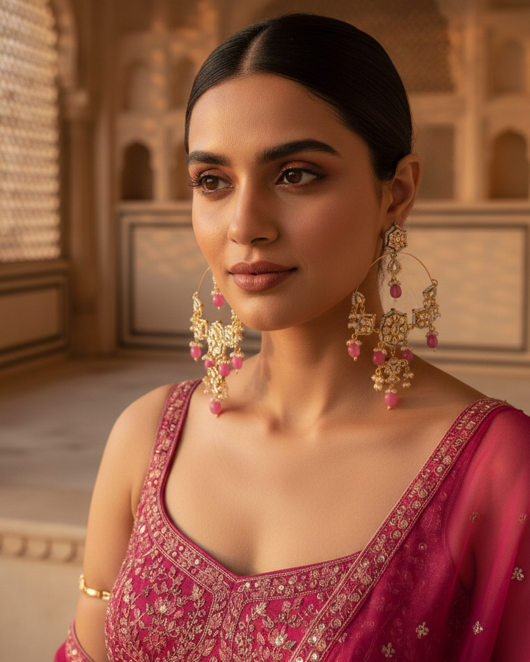 Sunehri Chaandbali - Dark Pink
