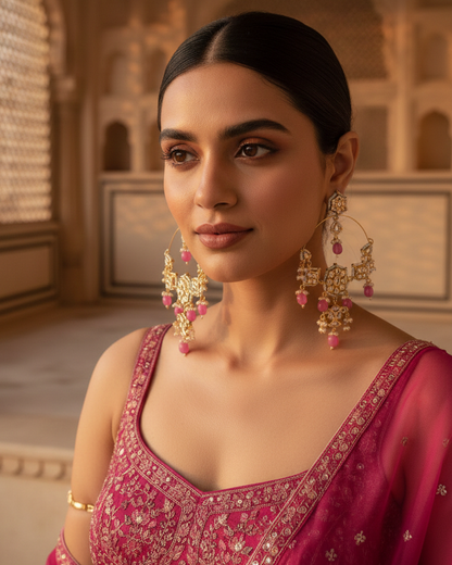 Sunehri Chaandbali - Dark Pink