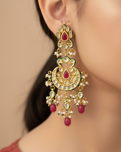 Padma Mohar Chaandbali - Red