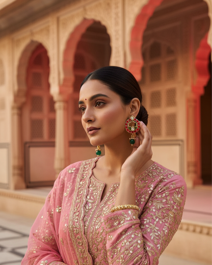 Kamal Sarovar Tops - Red Green