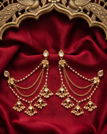 Pearl Kundan Kesh Chain