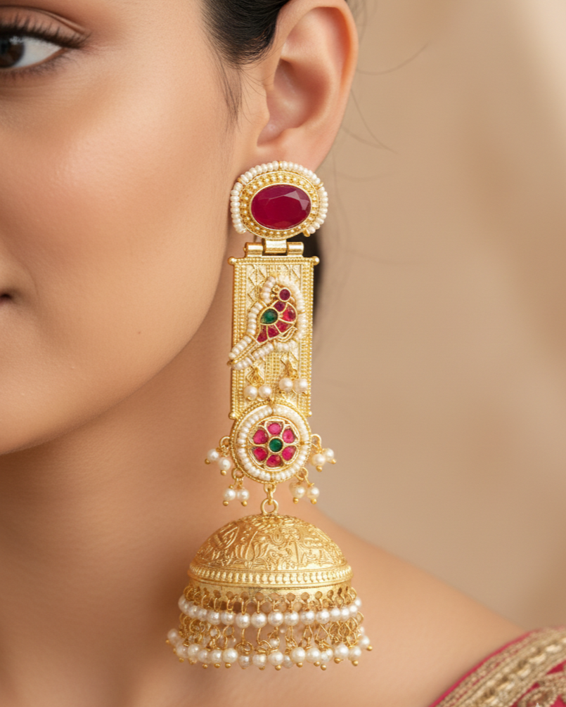 Gulistan Jhumka - Red