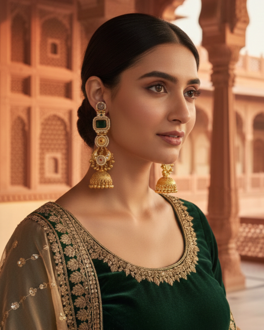 Rajtilak Jhumka - Green