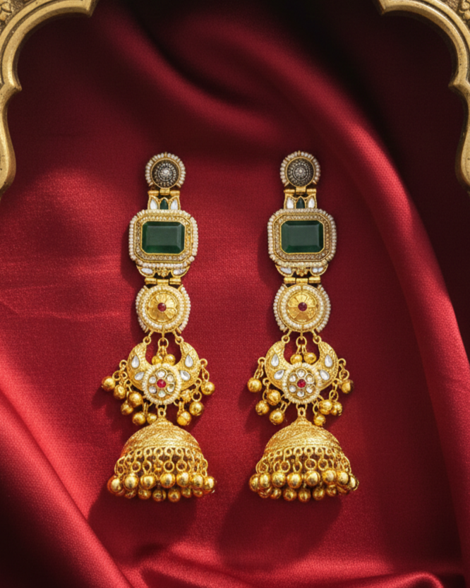Rajtilak Jhumka - Green