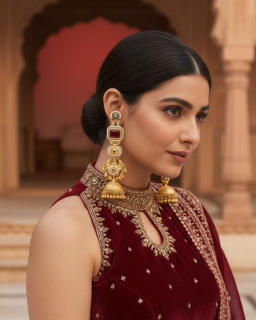 Rajtilak Jhumka - Red
