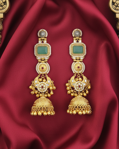 Rajtilak Jhumka - Mint Green