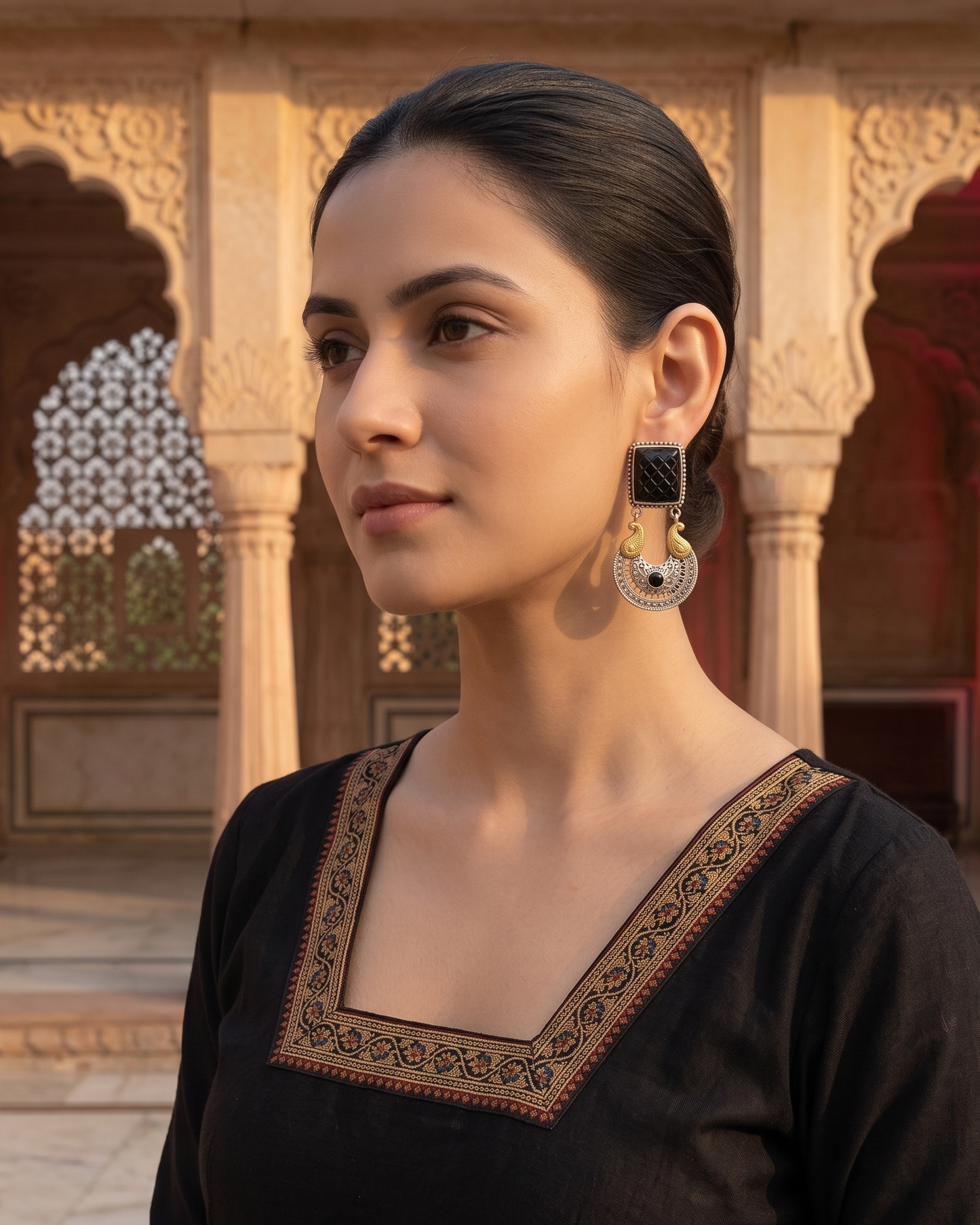 Padmavati Crescent Drops - Black