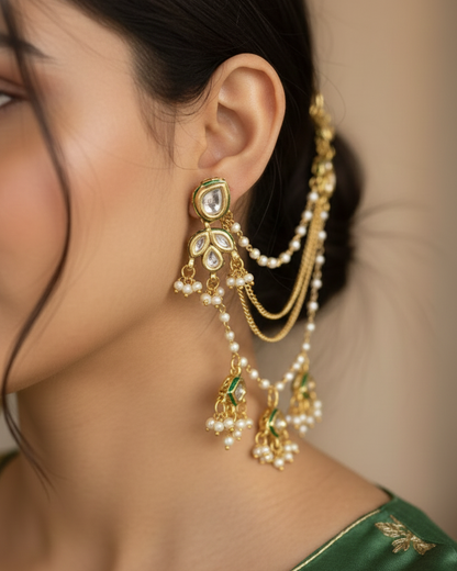 Pearl Kundan Kesh Chain