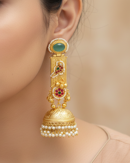 Gulistan Jhumka - Mint Green