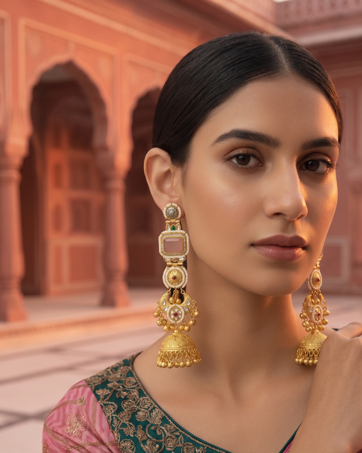 Rajtilak Jhumka - Pink