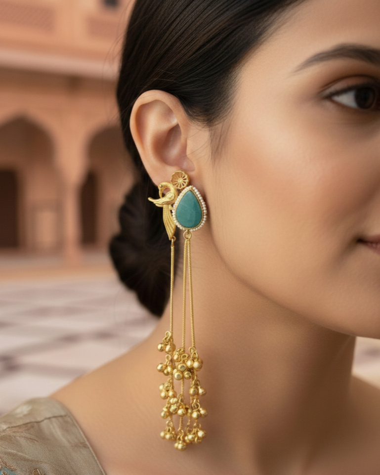 Chhanak Mor Dangler - Peacock Blue