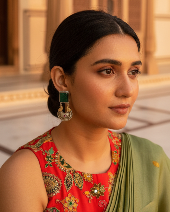 Padmavati Crescent Drops - Green