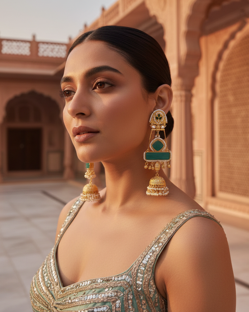 Gulnaar Jhumka - Green