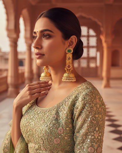 Gulistan Jhumka - Mint Green
