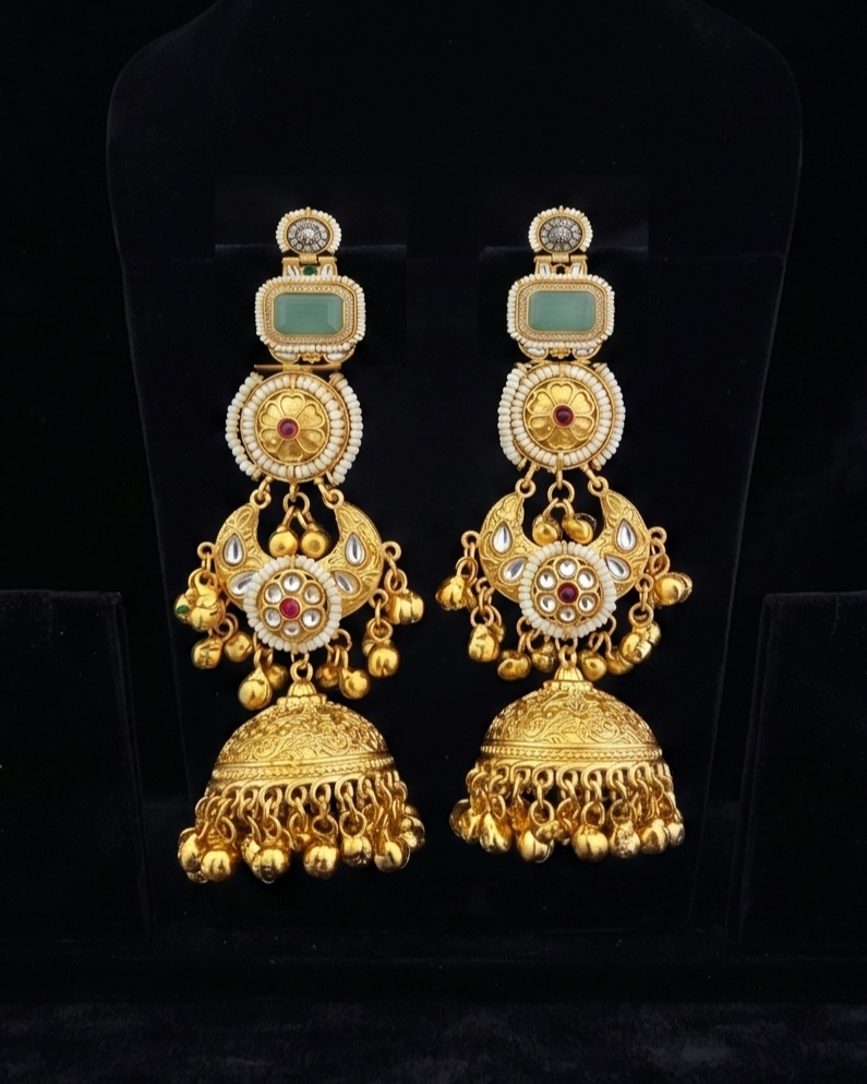 Rajtilak Jhumka - Mint Green
