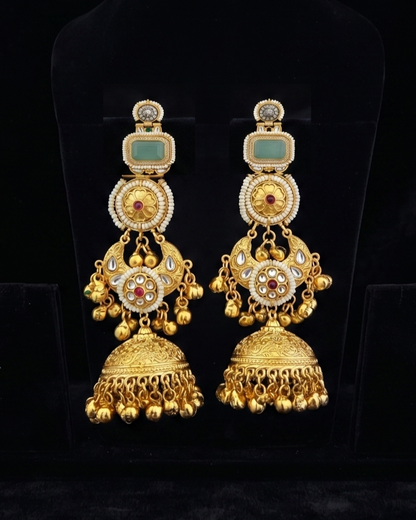 Rajtilak Jhumka - Mint Green
